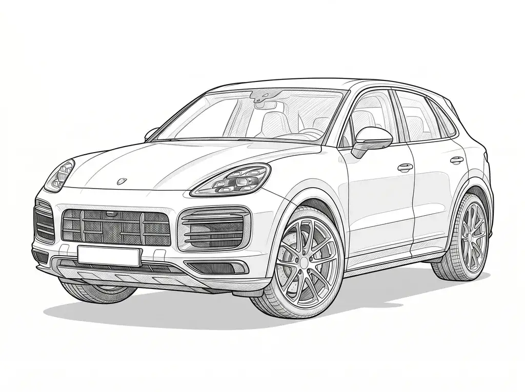Porsche Cayenne Turbo outline template to trace with AR Drawing