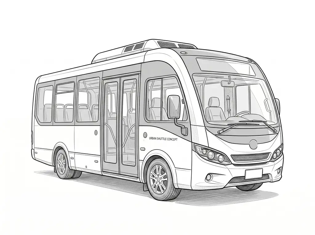 Urban City Shuttle Bus outline template to trace with AR Drawing