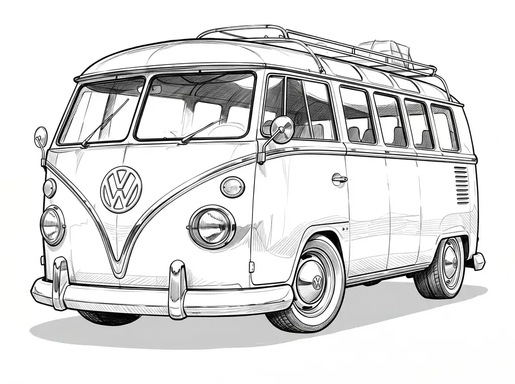 Volkswagen T1 Kombi Bus outline template to trace with AR Drawing