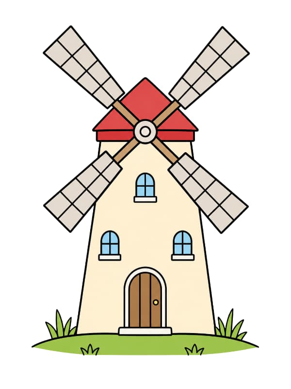 How to Draw a Windmill drawing template