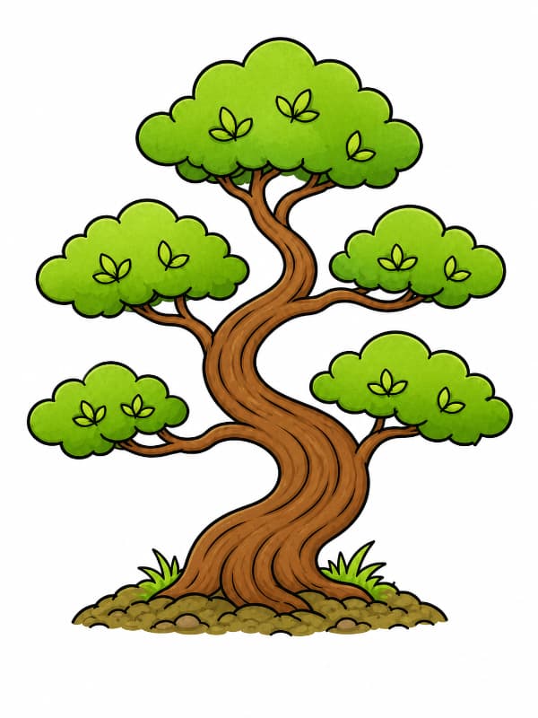 How to Draw a Bonsai Tree outline template to trace with AR Drawing