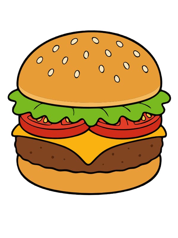 How to Draw a Burger drawing template