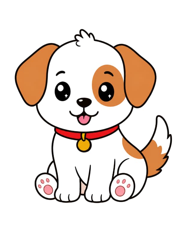 How to Draw a Cute Puppy drawing template