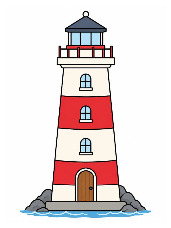How to Draw a Lighthouse drawing template