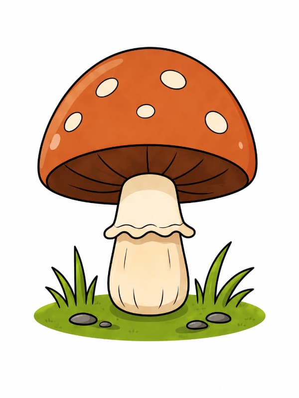 How to Draw a Mushroom drawing template