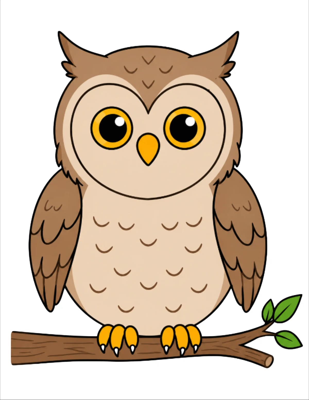 How to Draw a Cute Owl drawing template