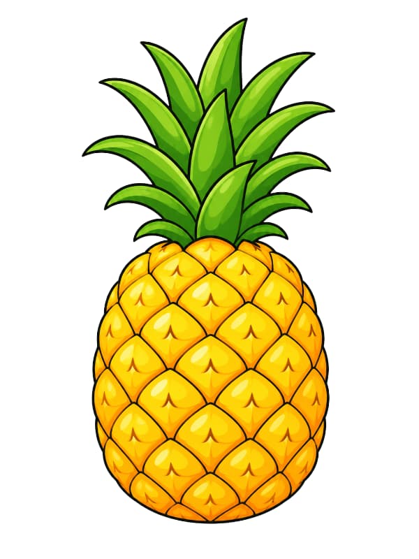 How to Draw a Pineapple drawing template