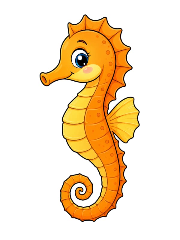 How to Draw a Seahorse drawing template