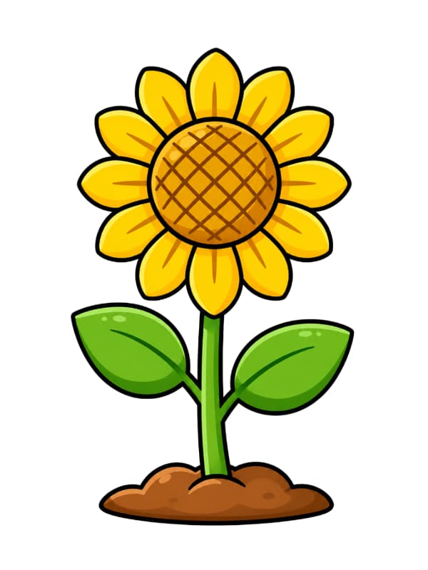 How to Draw a Sunflower drawing template