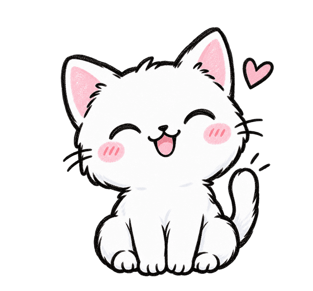 Cute white cat mascot