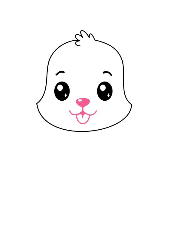 Step 3: Draw the Nose and Smiling Mouth