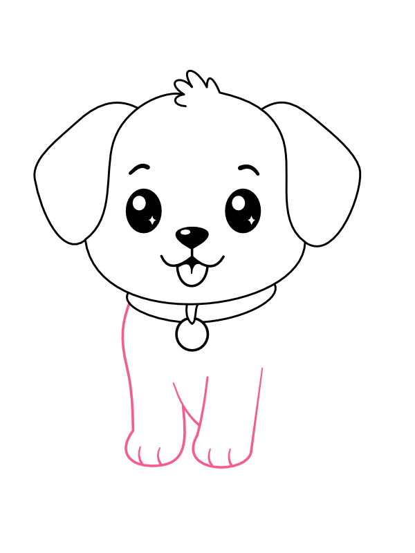 Step 6: Draw the Front Legs and Paws
