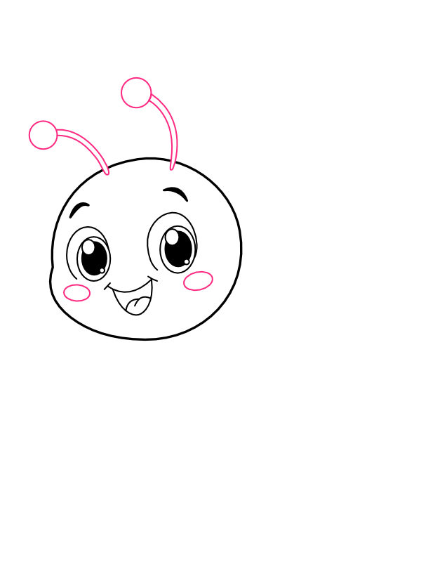 Step 3: Add the Antennae and Cheeks