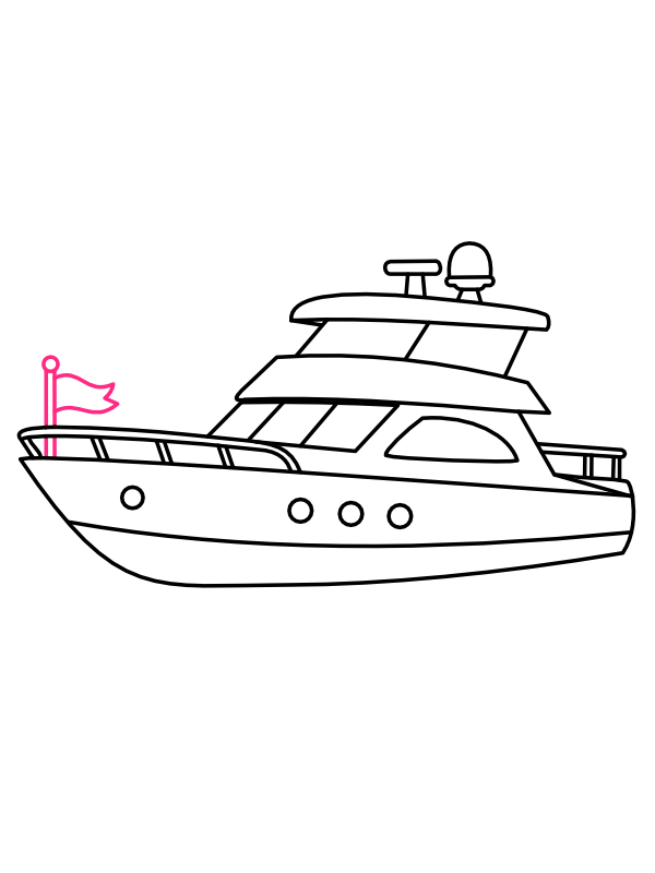Step 10: Draw the Bow Flag and Pole